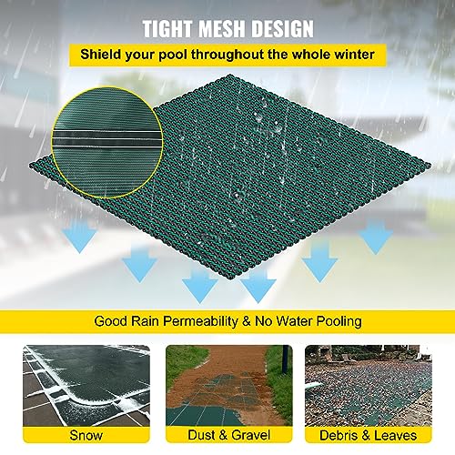 DOUKI Rectangular Inground Pool Safety Cover 20x42ft Triple Stitched Mesh PP Green