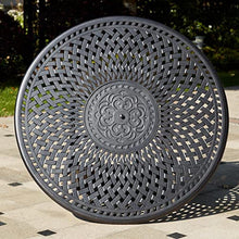 Darlee Ocean View 7 Pc Cast Aluminum Counter Height Fire Pit Dining Set w/ 60 Inch Round Signature Table in Antique Bronze/Sesame