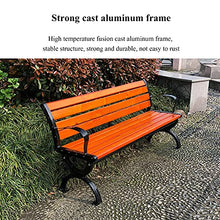Renovation House Outdoor leisure garden chair with backrest double solid wood park bench garden terrace bench with armrests leisure seat with waterproof and rust proof cast aluminum frame suitable for