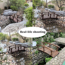 TT-YEL Multifunctional Wooden Garden Bridge, Outdoor Decorative Pond Bridge, Arched Landscape Bridge, Courtyard Patio Walkway with Double-Side Mounted Guardrails, Brown, Carbonized,L180×w80×h48cm