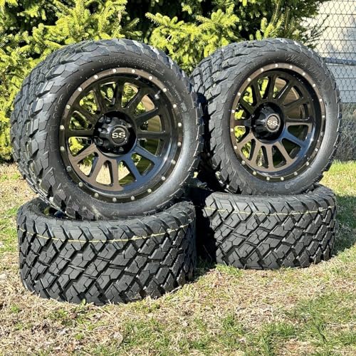 Huskey Parts Company Glossy Black Golf Cart Wheels/Tires Combo 23x10-14 Street Tire