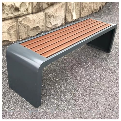 ARMERI Garden Bench for Outdoors, Metal Bench Weatherproof Outdoor Benches, Garden Benche for Garden Patio Porch Park Backyard, Backless Patio Benches,Grey,100x40x45cm