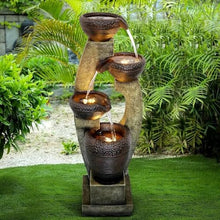 HIONJIN Outdoor Fountain Outdoor Garden Fountains with Contemporary DesignLED Light