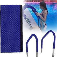 MSHOSAC Pool Handrails Set of 2 Pool Rail 32x35.4 Inch Pool Railing 304 Stainless Steel Pool Handrail Humanized Swimming Pool Handrail with Blue Grip Cover & Drill Bit & Self-Taping Screws