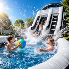 21ft Inflatable Water Slide with Splash Pool & 10M Water Hose & 750W Blower, 100% PVC CommercialHeavy Duty Wet/Dry Inflatable Slide for Kids & Adults, Backyard Outdoor Summer Water PlayBlack(0.8mm)