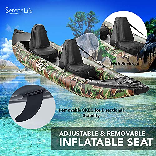 SereneLife 2 Person Inflatable Kayak Camo