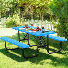 Metal Picnic Tables, Commercial Rectangular Picnic Table and 2 Benches Set