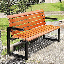 Garden Bench Outdoor Park Garden Solid Wood Benches Terrace Benches anticorrosive Wood Weather-Resistant Porch Chairs for 2-3 People Courtyard Seats Aluminum Frame Lounge Chair Furniture for Patio/Dec