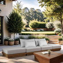Meridian Furniture 111White-S4C Mirella Collection Modern | Contemporary Outdoor Patio 4pc. Modular Sofa with Solid Teak Frame, Water Resistant Fabric, 148" W x 38" D x 27" H, White