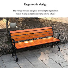 Renovation House Outdoor leisure garden chair with backrest double solid wood park bench garden terrace bench with armrests leisure seat with waterproof and rust proof cast aluminum frame suitable for