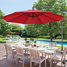 RWGOVLU Garden Parasol, 3M/10FT Patio Cantilever Umbrella, Outdoor Hanging Sun Shade Canopy with Crank Handle for Garden Backyard Pool, Red