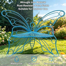 LIKANGLONGJU Butterfly Outdoor Garden Bench Heavy Duty Cast Iron 573 lbs Capacity 47 Inch Wide Seating for Patio Porch Backyard Street and Park(Blue)