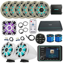 KICKER KMC5 Marine Bluetooth Receiver & 6X 8" Multicolor LED Boat Speakers with Remote