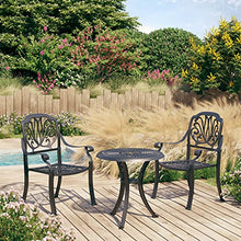HGPOTUY 3 Piece Cast Aluminum Bistro Set Black