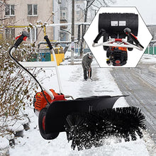 Kebayuneth 2 Stroke 52cc Hand-Pushed Snow Plow, 2.5 Hp Double Handle Sweeper Gas Power Sweeping Machine, Multi-Purpose Snow Removal Tool for Artificial Turf Combing and Trail Brick Cleaning