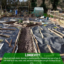 Farm Plastic Supply - Weed Control 6 Mil Black/White Polyethylene Sheeting - Heavy Duty Weed Barrier Landscape Fabric for Outdoor Gardens, Non Woven Weed Blocker Fabric, Weed Control (32' x 75')