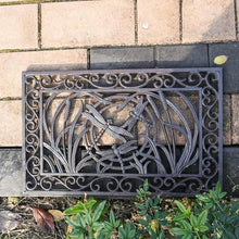 GTPBAO Heavy Duty Cast Iron Doormat, 23.2×14.6 in, Rectangle Non-Slip Entrance Shoe Scraper Mat for Garden Patio, Vintage Dragonfly Design
