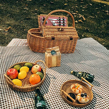 Storage Basket,Wicker Picnic for 2 Person, Willow Hamper Service Gift with Cutlery, Additional Compartments Hand Woven for, Camping