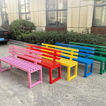 TDVFGDF Weatherproof Garden Bench, Heavy Duty Steel Metal Frame Outdoor Bench with Backrest for Yard and Patio (Red,220cm/87in)