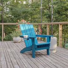 BizChair Adirondack Chairs Set of 4 with Cup Holders, Weather Resistant Poly Resin Blue