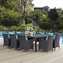 Modway Convene Collection 11-Piece Outdoor Patio Dining Set Espresso Turquoise