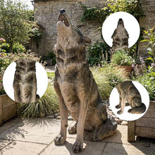 HakGak 29.7" Realistic Wolf Garden Statue, Hand-Painted Gray Resin Wildlife Sculpture with Detailed Fur Texture for Outdoor Patio, Yard & Lawn Decor