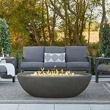 Real Flame Riverside 58" Oval Propane Fire Pit Bowl, Push-Button Ignition, Includes 28" Stainless Steel Burner, Lightweight 50,000 BTUs, Adjustable Flame Height - Shale