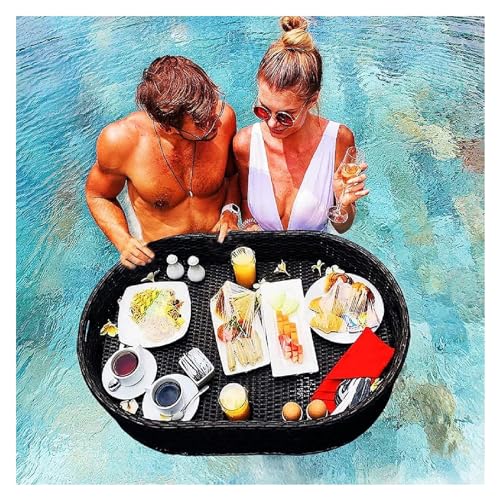 SDdPulse Floating Tray Swimming Pool Floating Tray Table, Large Floating Spa Hot Tub Bar Drink and Food Table Refreshment Tray for Pool Or Beach Party Float Lounge,Black