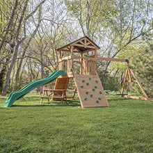 Backyard Discovery Endeavor II Cedar Swing Set Playset Green Wave Slide