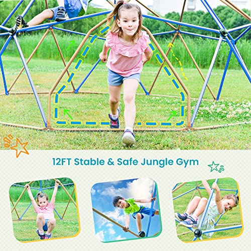 KOZYSPHERE Kids Climbing Dome Tower 12ft Jungle Gym Blue/Coffee