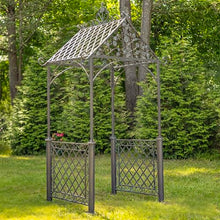 9.5ft T Iron Garden Arch with Embellished Trellis London 1820" (Antique Bronze)