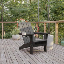 Flash Furniture Halifax Adirondack Chairs with Cup Holders, Weather Resistant Poly Resin Adirondack Chairs, Set of 4, Gray