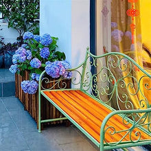 Garden Bench Rustic Style Outdoor Leisure Chair, Retro Green Garden Bench, 2-seat Patio Chair with Backrest for Yard Terrace Balcony Park Porch Outdoor Benche