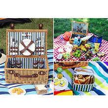 ZYBB Picnic Basket Wicker with Cutlery Insulation Bag Wine Glass Picnic Basket for 4 People 46X31x20cm
