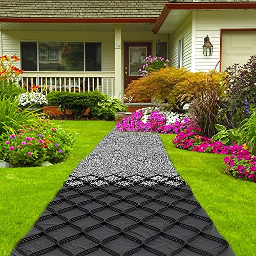 ZHOUHONG Garden Ground Grid for Gravel, High Tensile Geogrid 2 Inch Honeycomb Pea Stone Support Mesh, for Parking Spaces/Subgrade Work/Retaining Walls Safe (Color : W x L, Size : 2x10 m/6.5x33 ft)