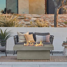 BBQGUYS Branchview 60 Inch Rectangular Steel Propane Fire Pit W/Hidden Tank in Beige Signature