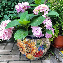 CUTPOIY Outdoor Villa Garden Large Flower Pot Hand-Painted Ceramic Mosaic Plant Pot Amen Garden Balcony Bonsai Planter European Classical Garden Planter Corridor Aisle Colorful, Sun Flower-Medium