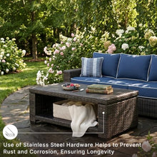 Signature Design by Ashley Grasson Lane Outdoor Wicker Cocktail Table with Aluminum Frame, Brown