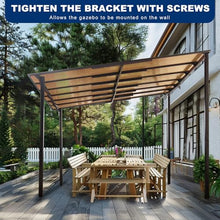10' x 12' Outdoor Pergola Gazebo, Wall-Mounted Lean to Metal Awning Gazebo with Roof, Large Heavy Duty Garage Top Tent for Patio, Decks, Backyard