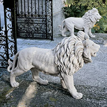 Design Toscano Regal Lion Sentinel of Grisham Manor Outdoor Entryway Garden Statue, Left, 37 Inch Tall, Cast Stone Resin, Antique Stone