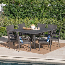 Christopher Knight Home Fiona Outdoor Stacking Wicker Square Dining Set, 9-Pcs Grey
