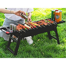 TEmkin Portable BBQ Grill Black Portable Barbecue Smoker Grill BBQ for Outdoor Cooking Camping Hiking Party Cold Rolled Iron Charcoal Grill Set,34.3"×7.9"×14.4" BBQ Grill Utensils for Bar