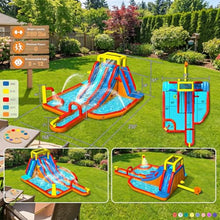 Inflatable Water Slide Adult, 19.2X14 Ft Waterslide Inflatable Water Bounce House for Backyard, Double Slide/Splash Pool/ 680W Blower/ 10 Accessories, Large Families Use Hold for 10 Kids Party Fun