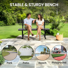 Sunnibety 6 Feet Heavy Duty Metal Park Bench for Outside, Outdoor Bench with Backrest & Portable Frame, Commercial Benches for Shopping Malls, Stores, Parks, Patios, Decks, Black