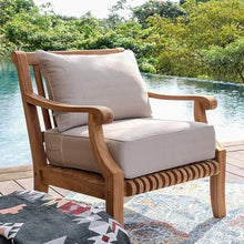 Cambridge Casual Costa Outdoor Club Chair, Teak Wood Patio Club Chair with Beige Cushion, Deep Seating Outdoor Lounge Chair with Backrest Pillow & Removable Cover for Balcony, Patio, Sunroom