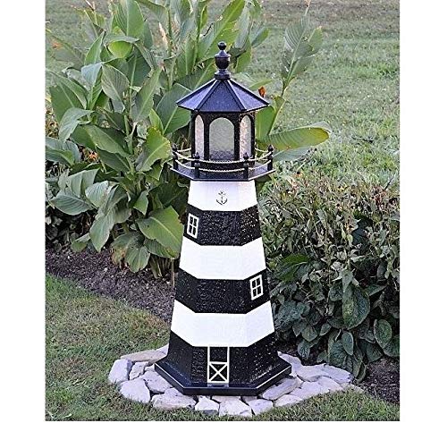 Backyard Crafts Amish-Made Cape Canaveral, FL Replica Lighthouse with Solar-Powered LED Lighting, 60" Tall
