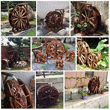 Waterfall Fountain Wood Water Wheel with Bracket Chinese Feng Shui Scene Decoration Decorative Freestanding Vintage Rustic Ornamental Pond for Garden,Patio Backyard,Porch,Yard (Size : Diameter 50cm(1