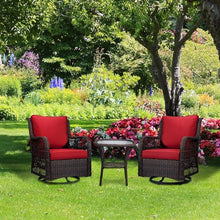 IDEALHOUSE 2024 Patio Furniture Bistro Set 3-Piece Swivel Rocking Wicker Chairs Red