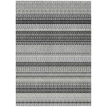 HomeRoots 10' x 14' Black Striped Washable Non-Skid Indoor Outdoor Area Rug Black