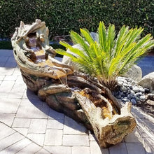 Alpine Corporation 80" Long Indoor/Outdoor Wood River Log Water Fountain with LED Lights, Cascading Natural Water Feature for Gardens, Patios, Yards, and Outdoor Decor, Brown and Gray